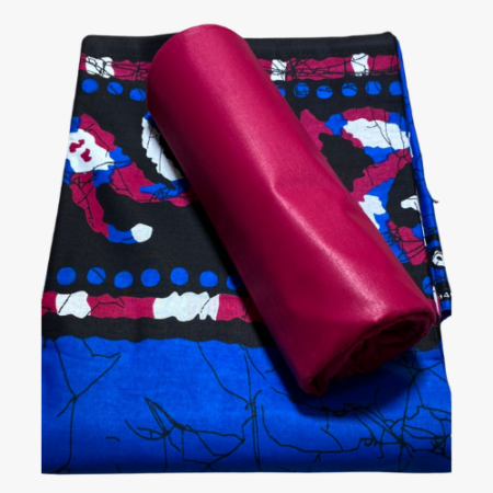 Tissu Wax Hitarget 2 tons Rose et Bleu 12 yards