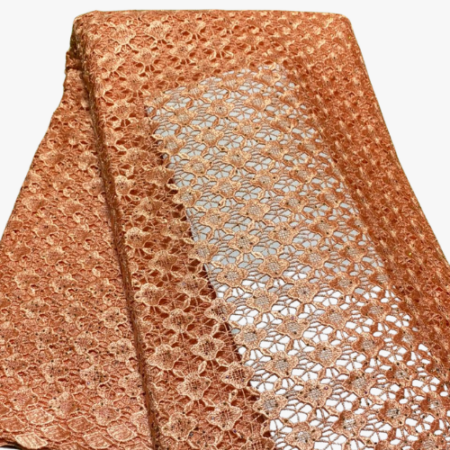 Tissu Brodés couleur orange 5 yards