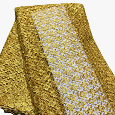 Tissu Brodés couleur jaune clair 5 yards