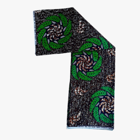 Tissu Wax Hitarget Noir motif Vert 12 yards