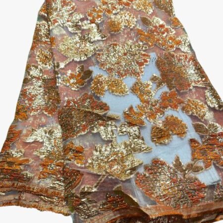Voile feulerez motif orange par yard