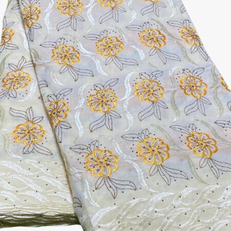 Tissu brodé lafaya blanc 5 yards