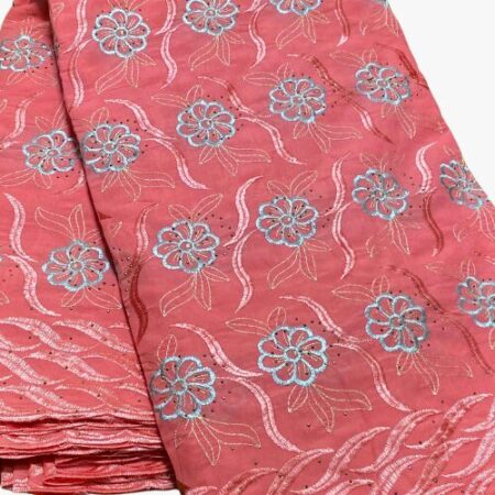 Tissu brodé lafaya rose foncé 5 yards