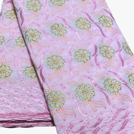 Tissu brodé lafaya rose 5 yards