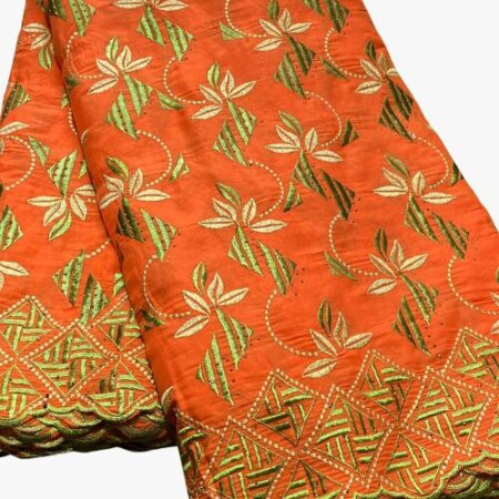 Tissu brodé lafaya orange 5 yards