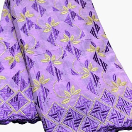 Tissu brodé lafaya violet 5 yards